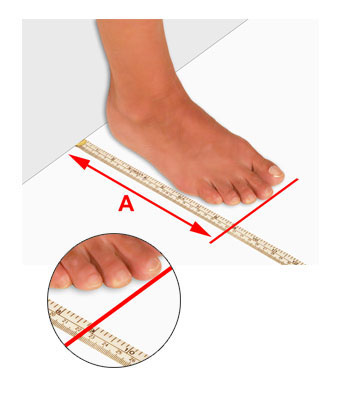Measuring foot for spearfishing freediving fins